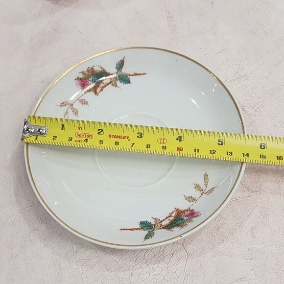 1800s HAVILAND & Co LIMOGES Moss Rose Lg. Sugar & lid 4 tea Cups Rope & Anchor - Picture 9 of 16